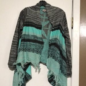 Cute Aztec teal cardigan size large